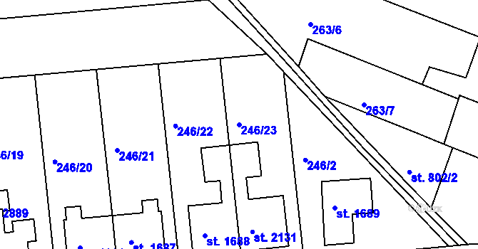 Parcela st. 246/23 v KÚ Vodňany, Katastrální mapa