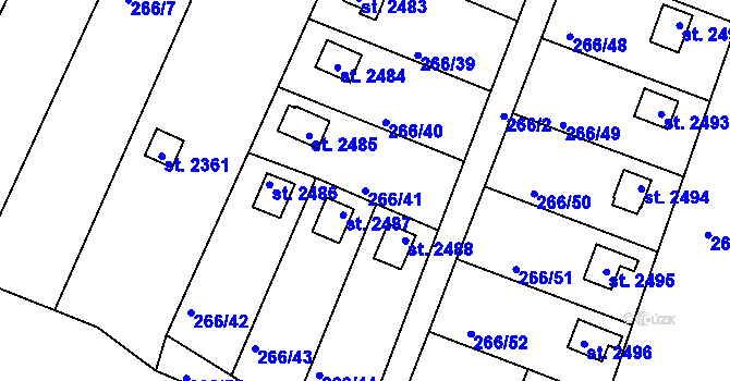 Parcela st. 266/41 v KÚ Vodňany, Katastrální mapa