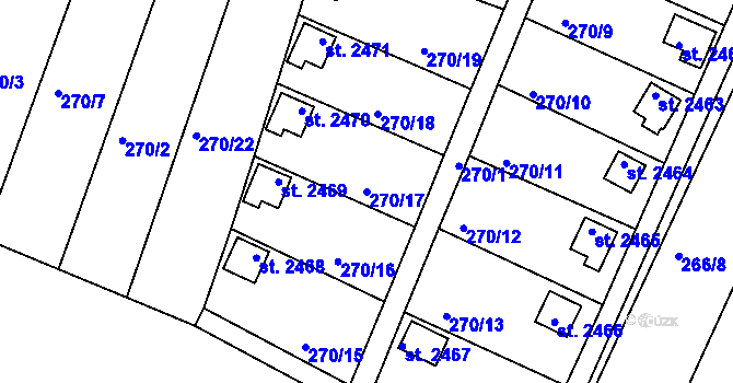 Parcela st. 270/17 v KÚ Vodňany, Katastrální mapa