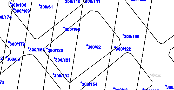 Parcela st. 300/62 v KÚ Vodňany, Katastrální mapa
