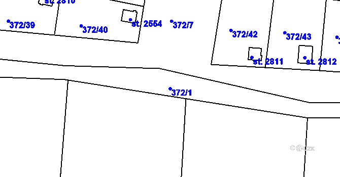 Parcela st. 372/1 v KÚ Vodňany, Katastrální mapa