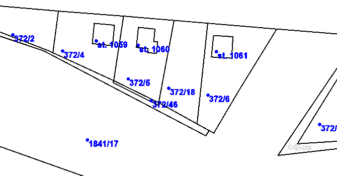 Parcela st. 372/18 v KÚ Vodňany, Katastrální mapa