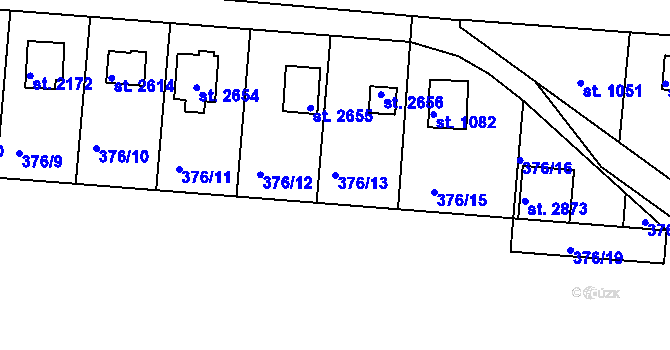 Parcela st. 376/13 v KÚ Vodňany, Katastrální mapa