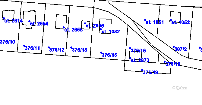 Parcela st. 376/15 v KÚ Vodňany, Katastrální mapa