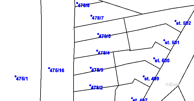 Parcela st. 478/4 v KÚ Vodňany, Katastrální mapa