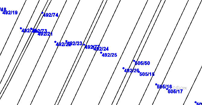 Parcela st. 492/25 v KÚ Vodňany, Katastrální mapa