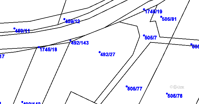 Parcela st. 492/27 v KÚ Vodňany, Katastrální mapa