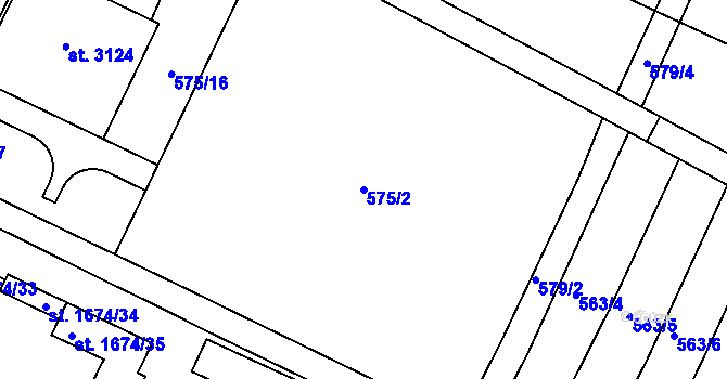 Parcela st. 575/2 v KÚ Vodňany, Katastrální mapa