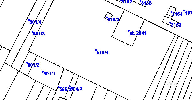 Parcela st. 618/4 v KÚ Vodňany, Katastrální mapa