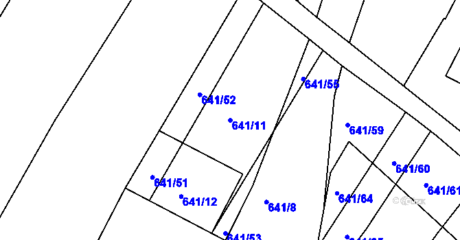 Parcela st. 641/11 v KÚ Vodňany, Katastrální mapa