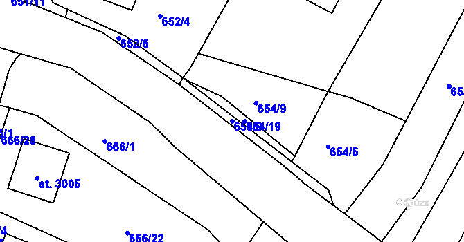 Parcela st. 654/8 v KÚ Vodňany, Katastrální mapa