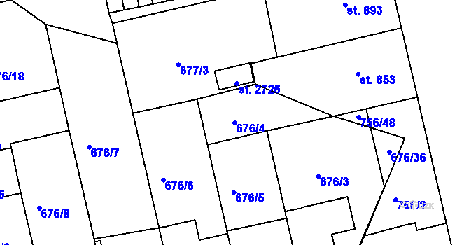 Parcela st. 676/4 v KÚ Vodňany, Katastrální mapa