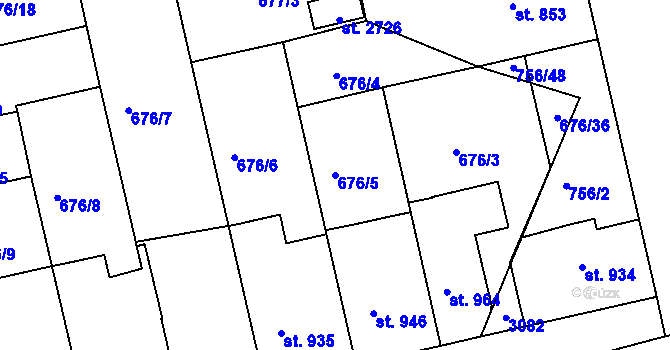 Parcela st. 676/5 v KÚ Vodňany, Katastrální mapa