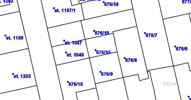 Parcela st. 676/15 v KÚ Vodňany, Katastrální mapa