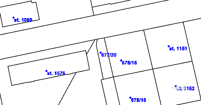 Parcela st. 677/20 v KÚ Vodňany, Katastrální mapa