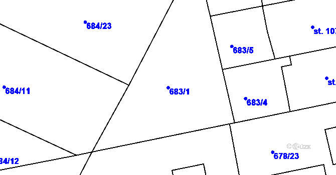 Parcela st. 683/1 v KÚ Vodňany, Katastrální mapa