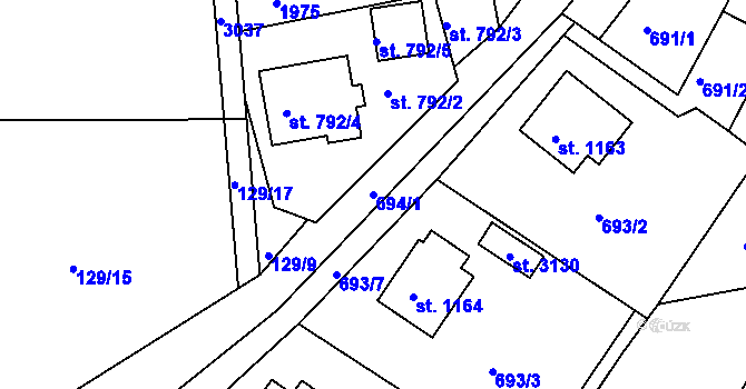 Parcela st. 694/1 v KÚ Vodňany, Katastrální mapa
