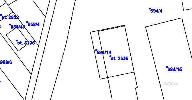 Parcela st. 694/14 v KÚ Vodňany, Katastrální mapa