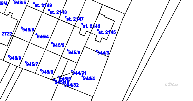 Parcela st. 944/3 v KÚ Vodňany, Katastrální mapa