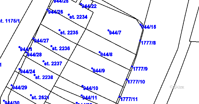 Parcela st. 944/8 v KÚ Vodňany, Katastrální mapa
