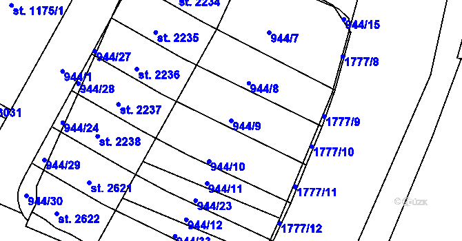 Parcela st. 944/9 v KÚ Vodňany, Katastrální mapa