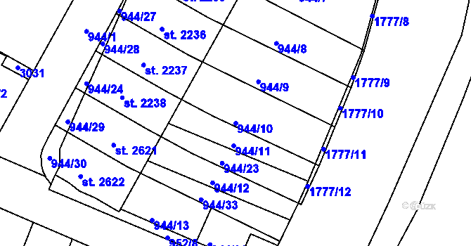 Parcela st. 944/10 v KÚ Vodňany, Katastrální mapa