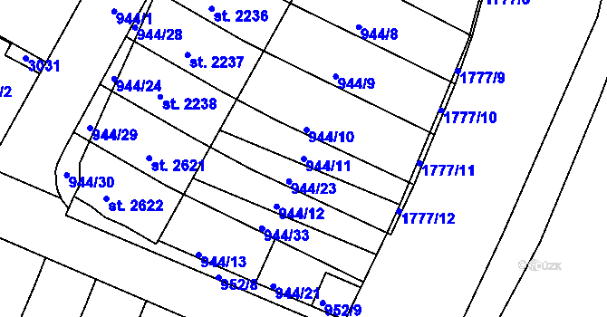 Parcela st. 944/11 v KÚ Vodňany, Katastrální mapa
