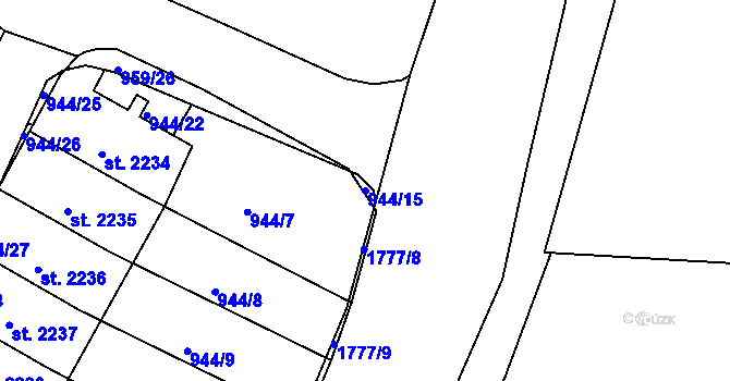 Parcela st. 944/15 v KÚ Vodňany, Katastrální mapa