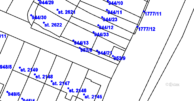 Parcela st. 944/21 v KÚ Vodňany, Katastrální mapa