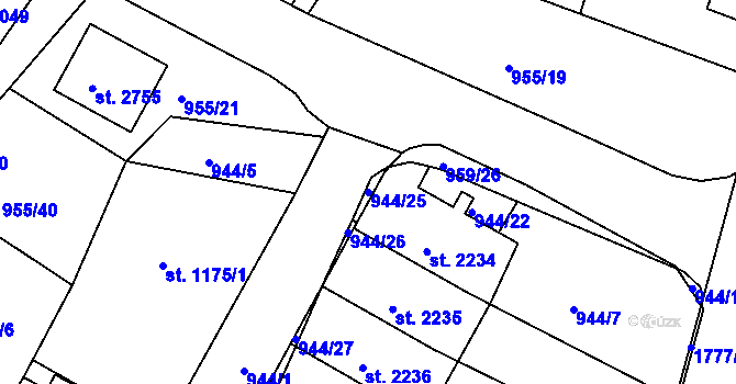 Parcela st. 944/25 v KÚ Vodňany, Katastrální mapa