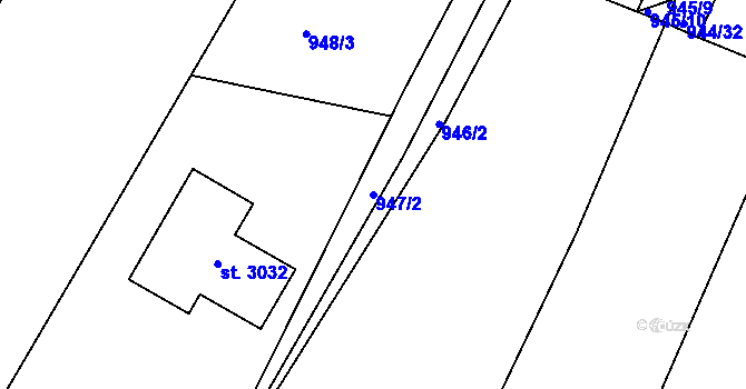 Parcela st. 947/2 v KÚ Vodňany, Katastrální mapa