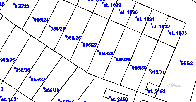 Parcela st. 955/28 v KÚ Vodňany, Katastrální mapa