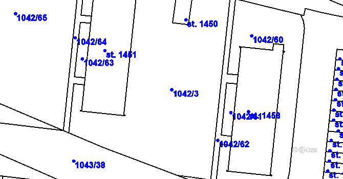 Parcela st. 1042/3 v KÚ Vodňany, Katastrální mapa