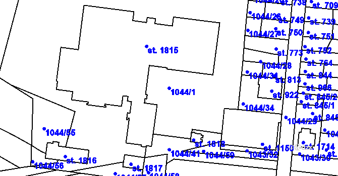 Parcela st. 1044/1 v KÚ Vodňany, Katastrální mapa