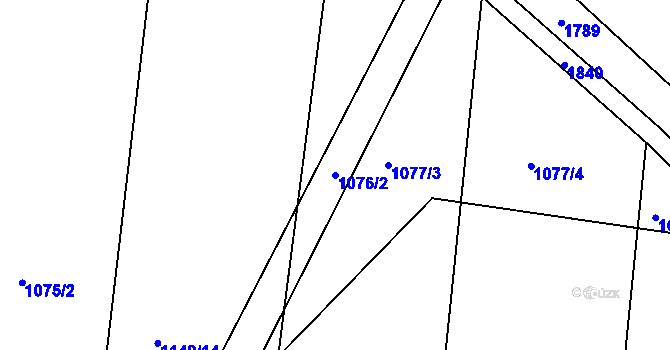 Parcela st. 1076/2 v KÚ Vodňany, Katastrální mapa