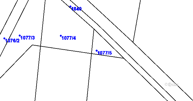 Parcela st. 1077/5 v KÚ Vodňany, Katastrální mapa