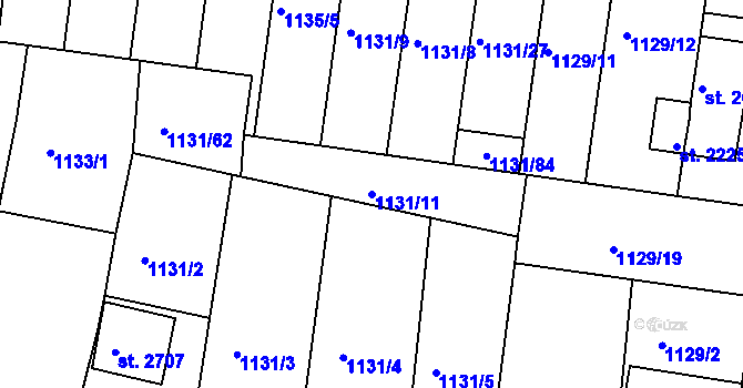 Parcela st. 1131/11 v KÚ Vodňany, Katastrální mapa