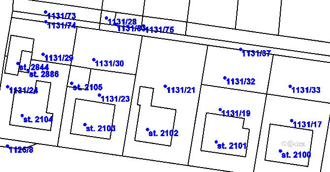 Parcela st. 1131/21 v KÚ Vodňany, Katastrální mapa