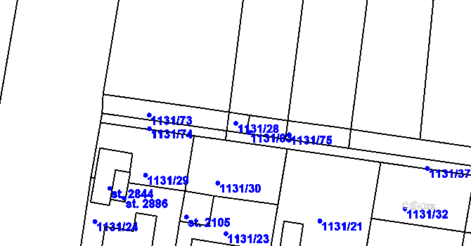 Parcela st. 1131/28 v KÚ Vodňany, Katastrální mapa