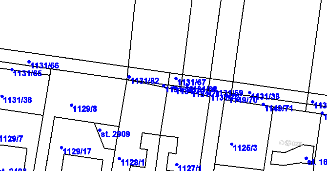 Parcela st. 1131/39 v KÚ Vodňany, Katastrální mapa