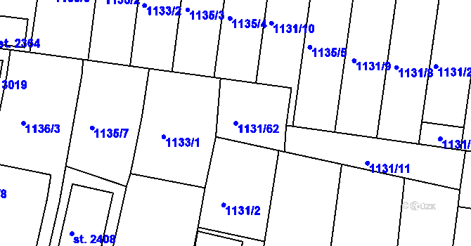 Parcela st. 1131/62 v KÚ Vodňany, Katastrální mapa
