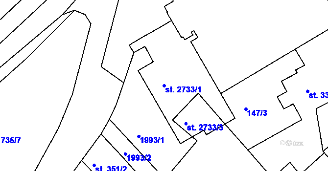 Parcela st. 2733/1 v KÚ Vodňany, Katastrální mapa