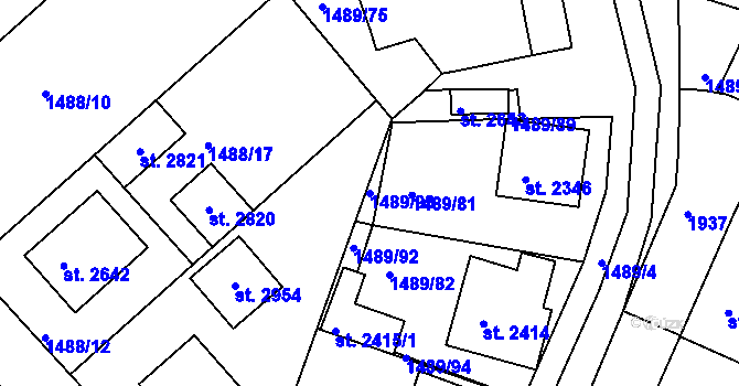 Parcela st. 1489/93 v KÚ Vodňany, Katastrální mapa