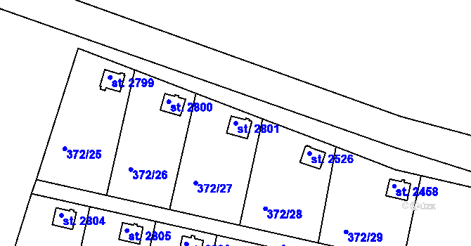 Parcela st. 2801 v KÚ Vodňany, Katastrální mapa