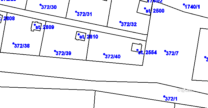 Parcela st. 372/40 v KÚ Vodňany, Katastrální mapa