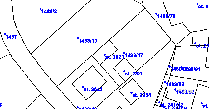 Parcela st. 2821 v KÚ Vodňany, Katastrální mapa