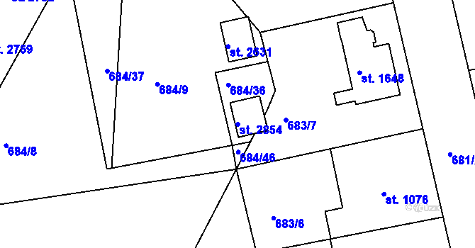 Parcela st. 2854 v KÚ Vodňany, Katastrální mapa