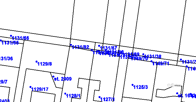 Parcela st. 1131/70 v KÚ Vodňany, Katastrální mapa