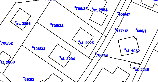 Parcela st. 2925 v KÚ Vodňany, Katastrální mapa