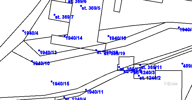 Parcela st. 369/18 v KÚ Vodňany, Katastrální mapa